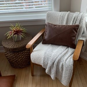 Brown Leather Lumbar Pillow